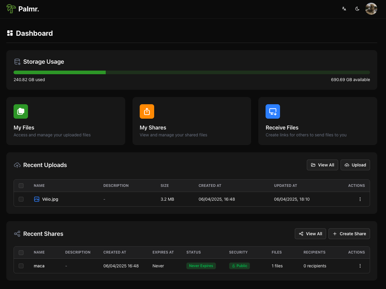 User Dashboard After OIDC Login