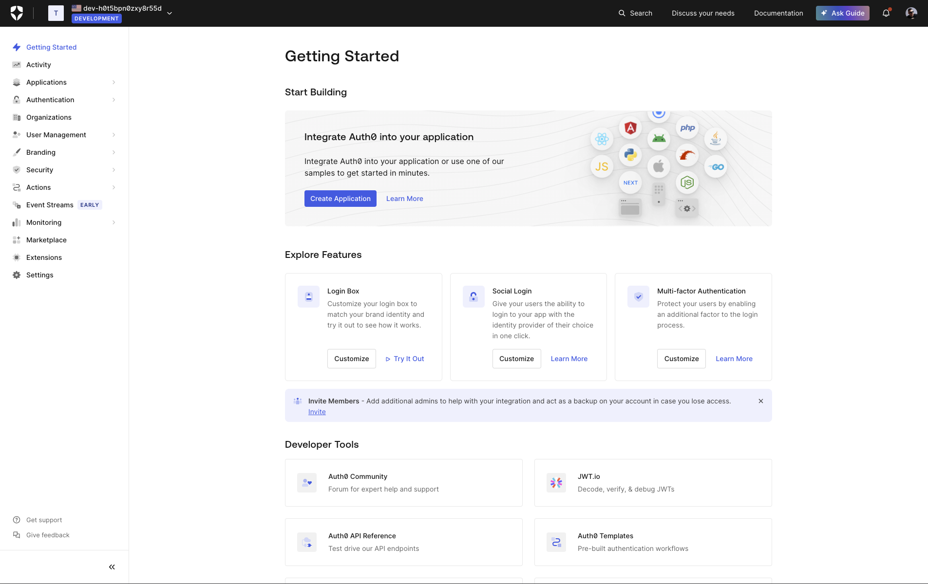 Auth0 Dashboard