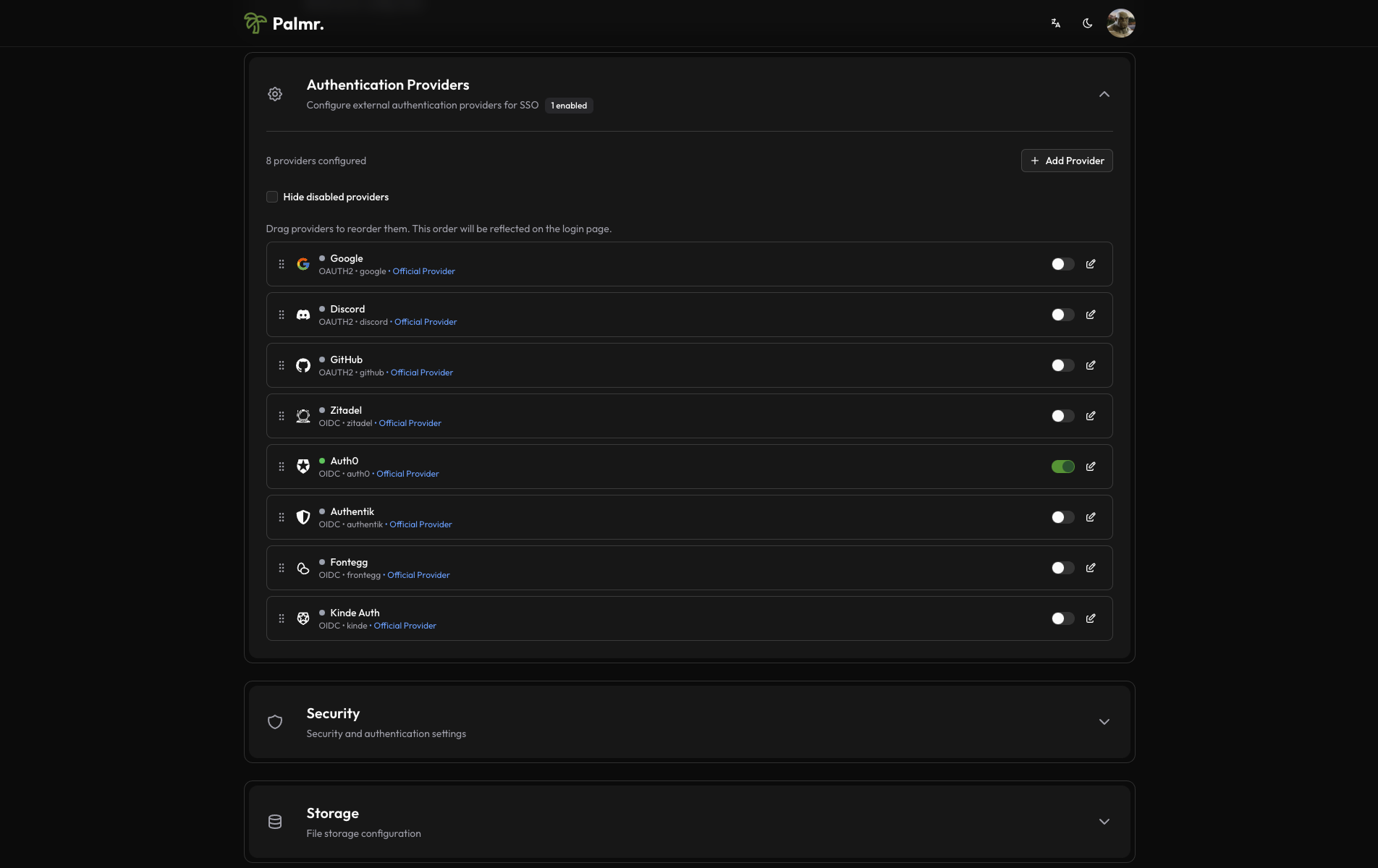 Palmr Auth0 Provider Enabled