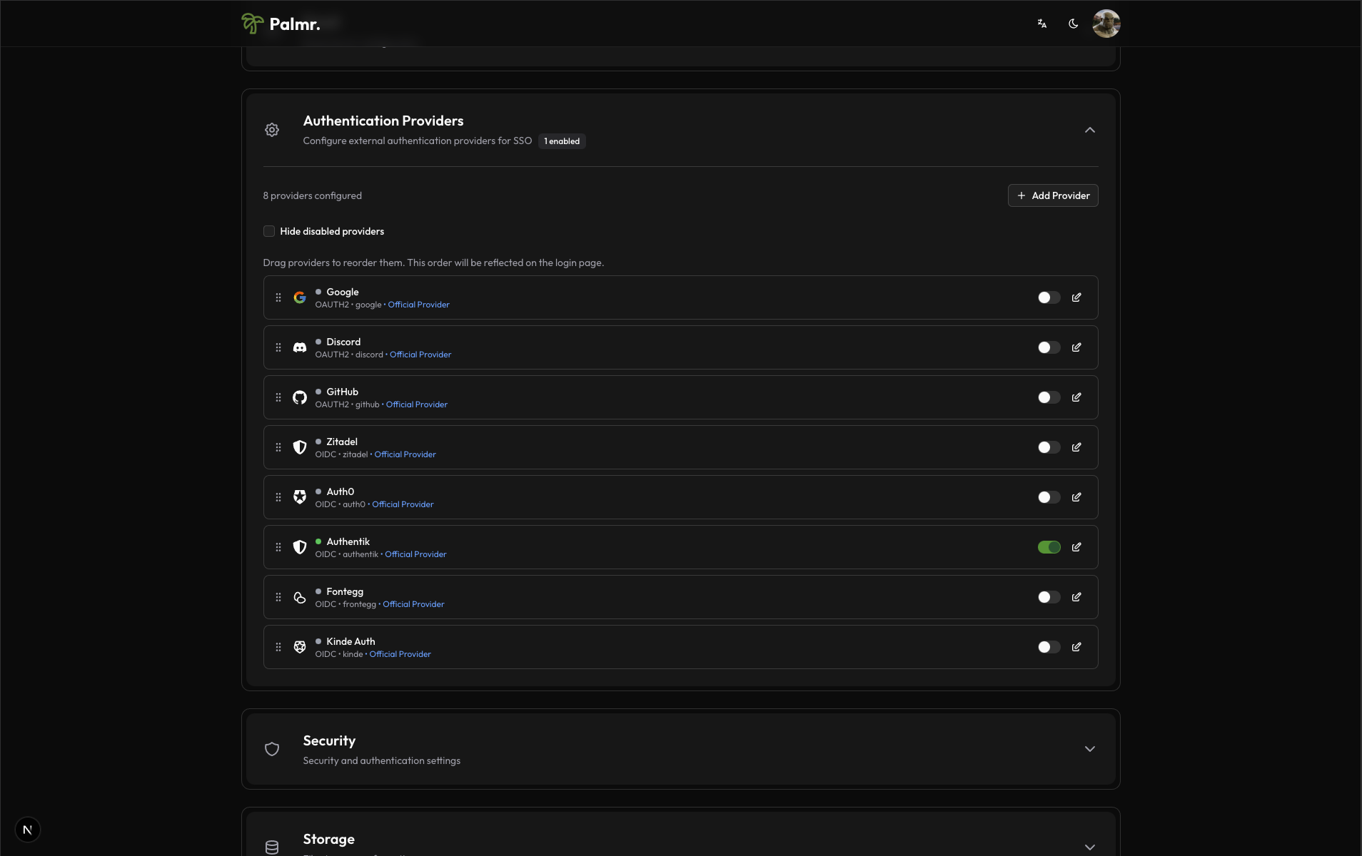 Palmr Authentik Provider Enabled