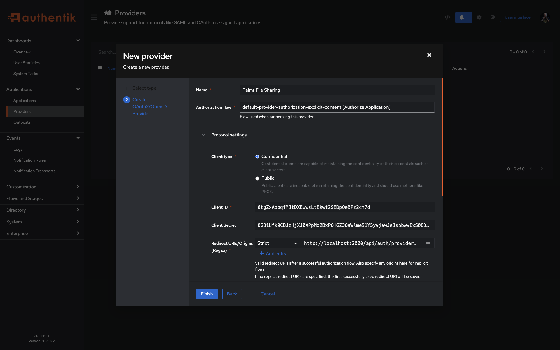 Authentik Provider Settings