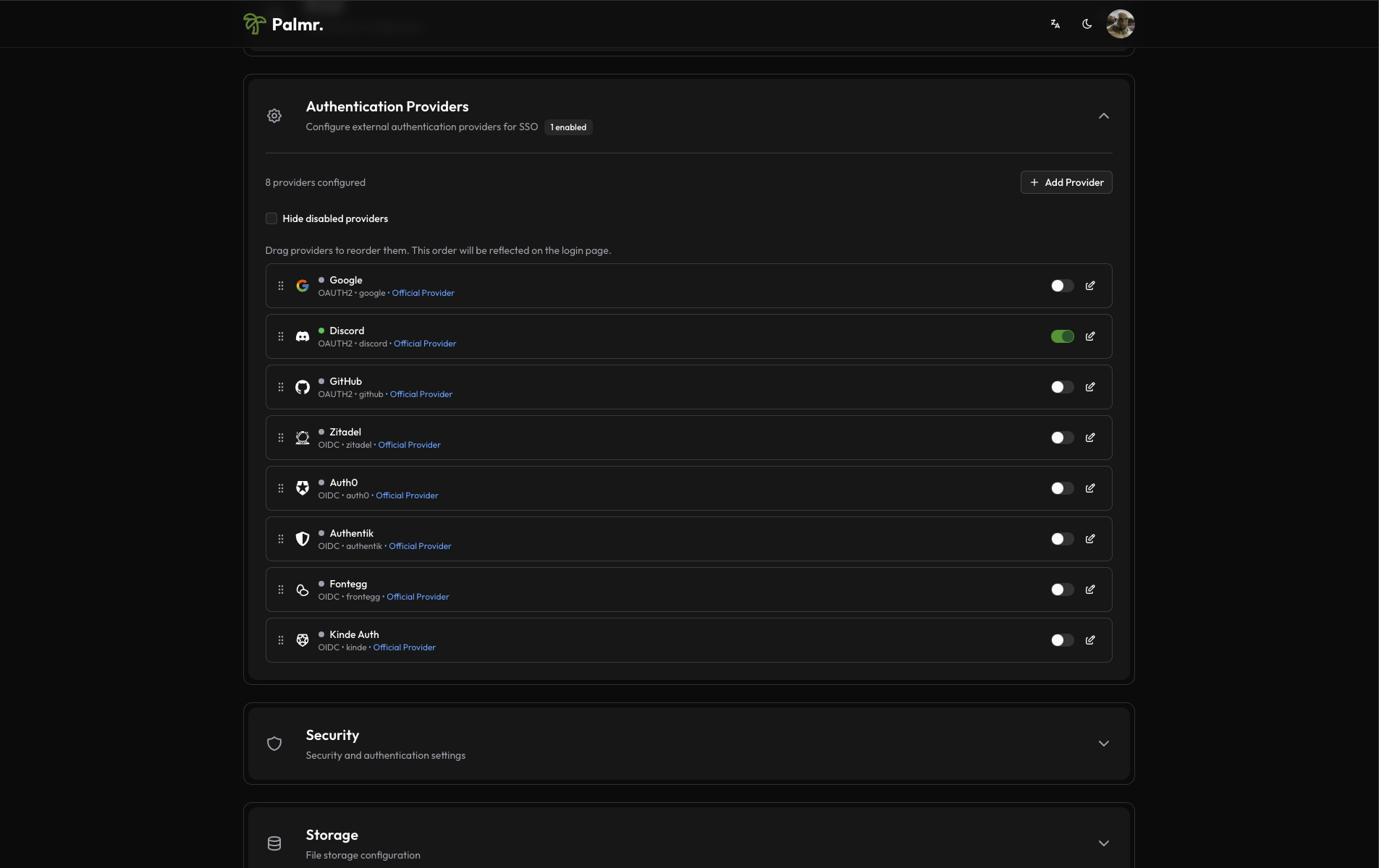 Palmr Discord Provider Enabled