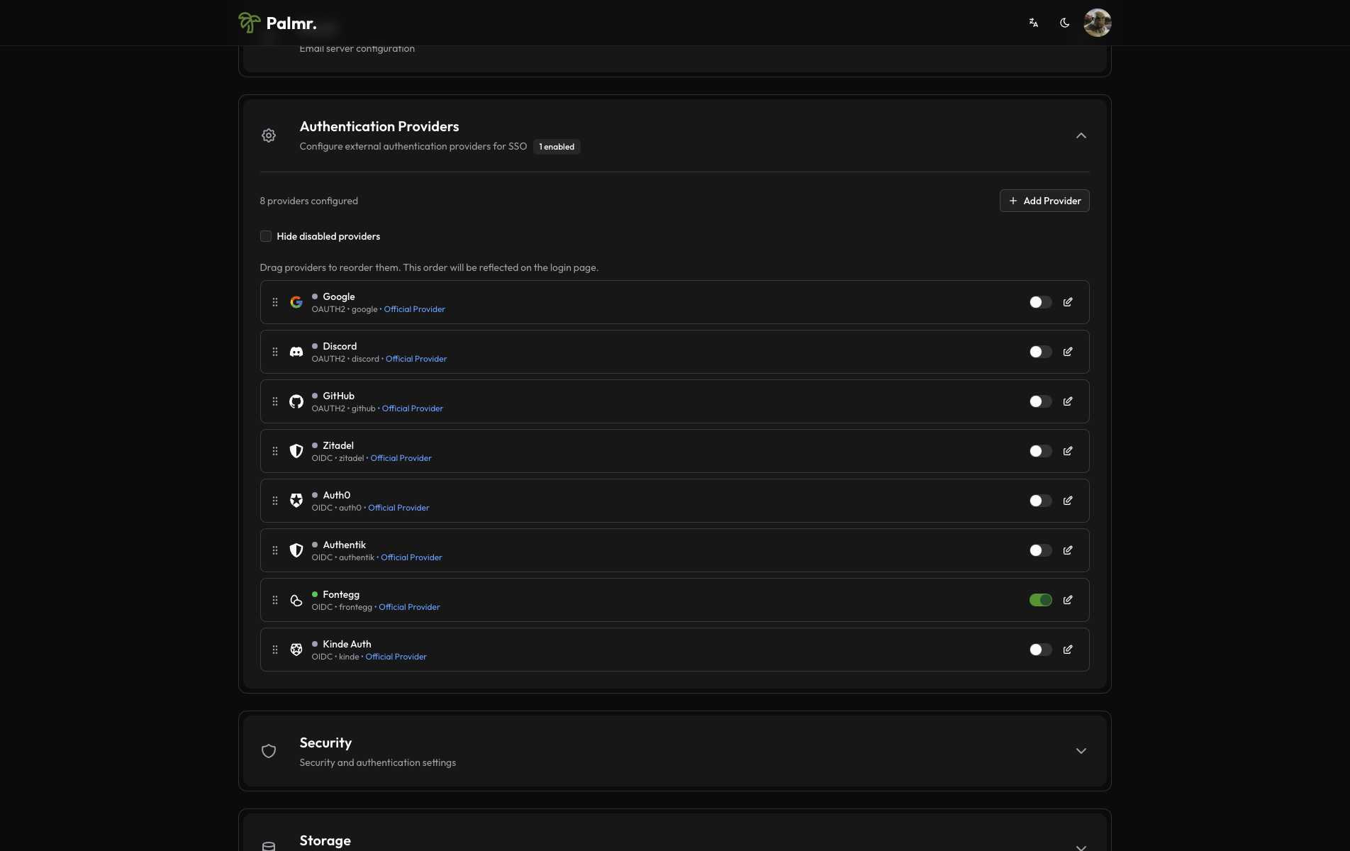 Palmr Frontegg Provider Enabled