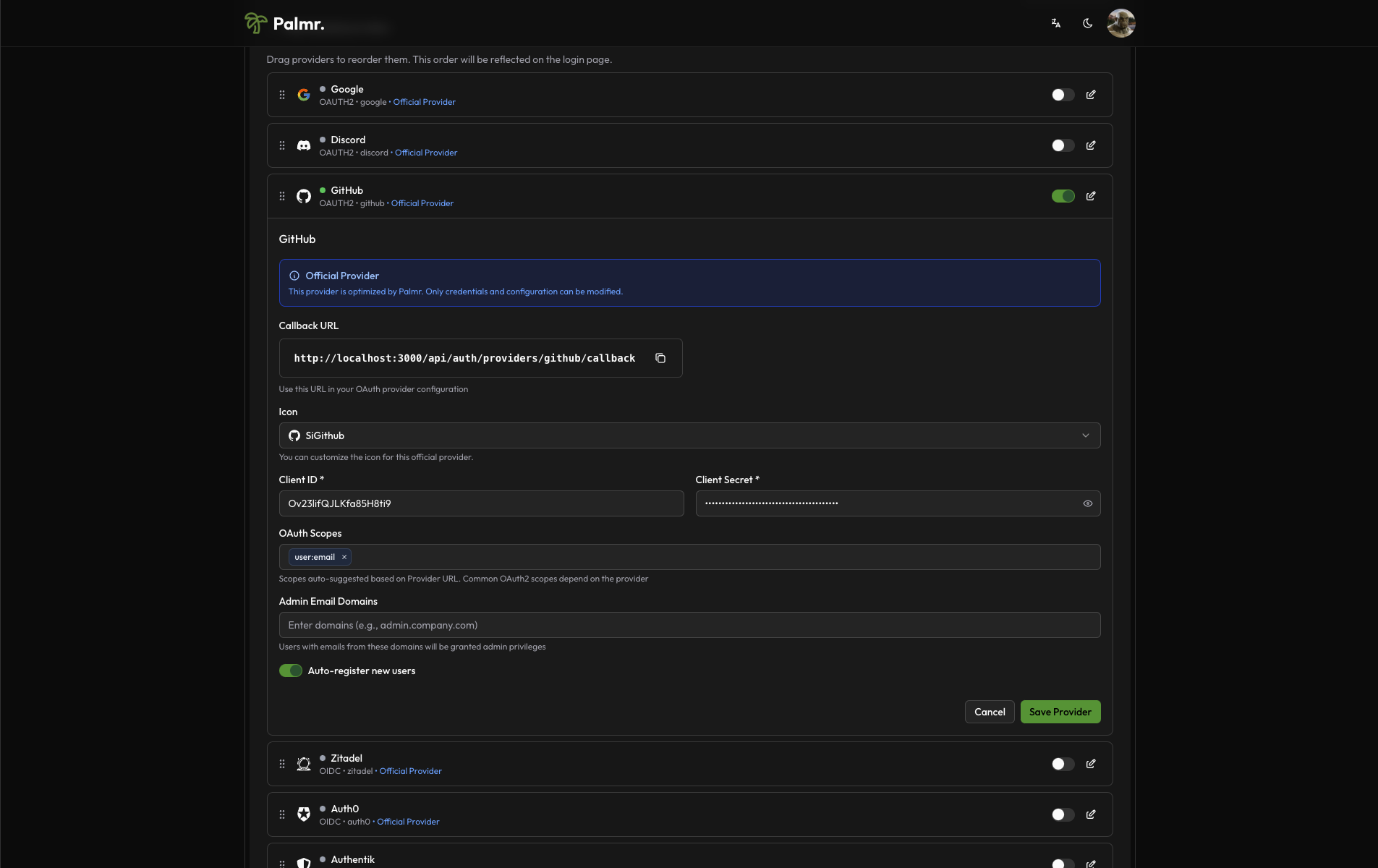 Edit GitHub Provider