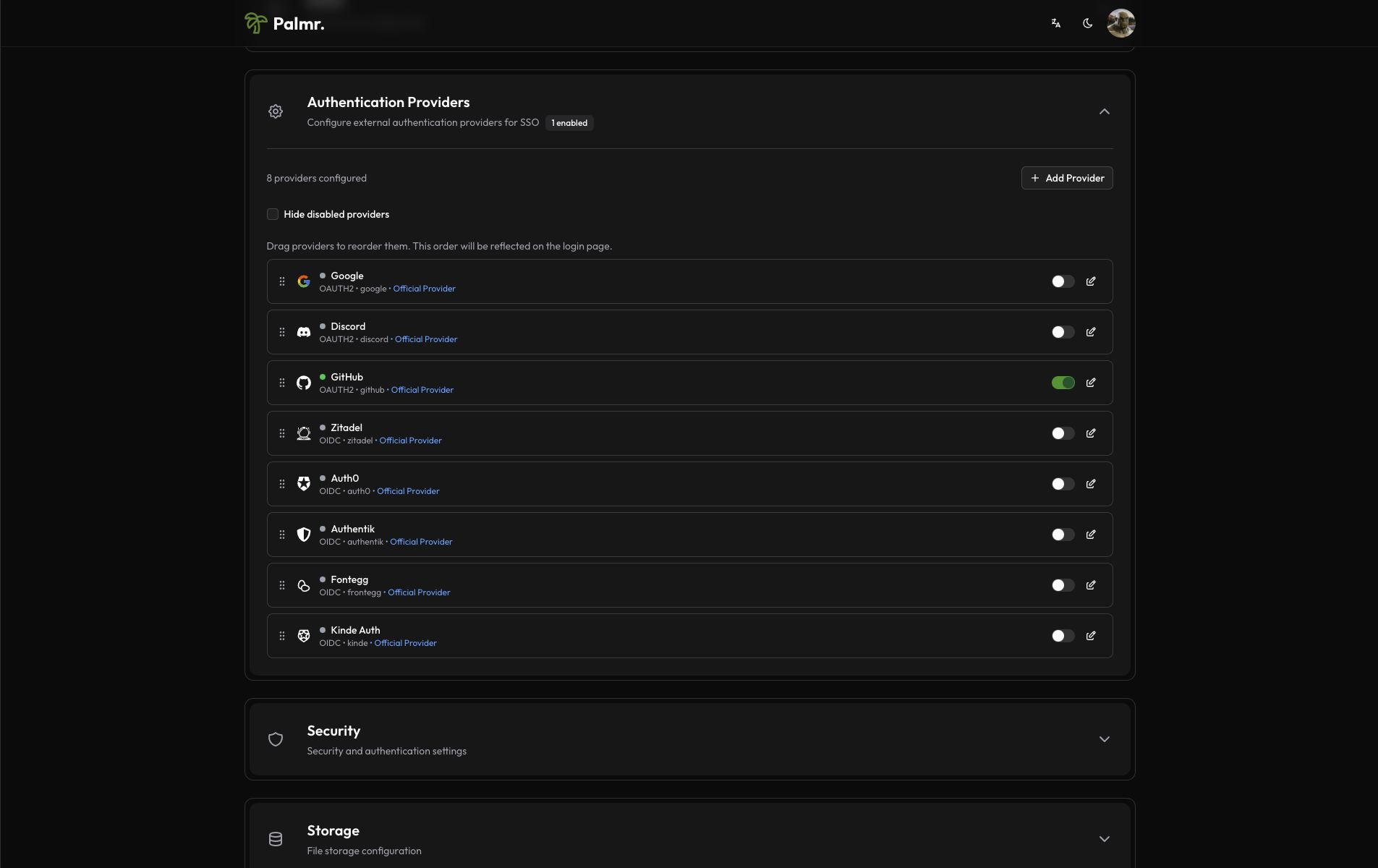 Palmr GitHub Provider Enabled