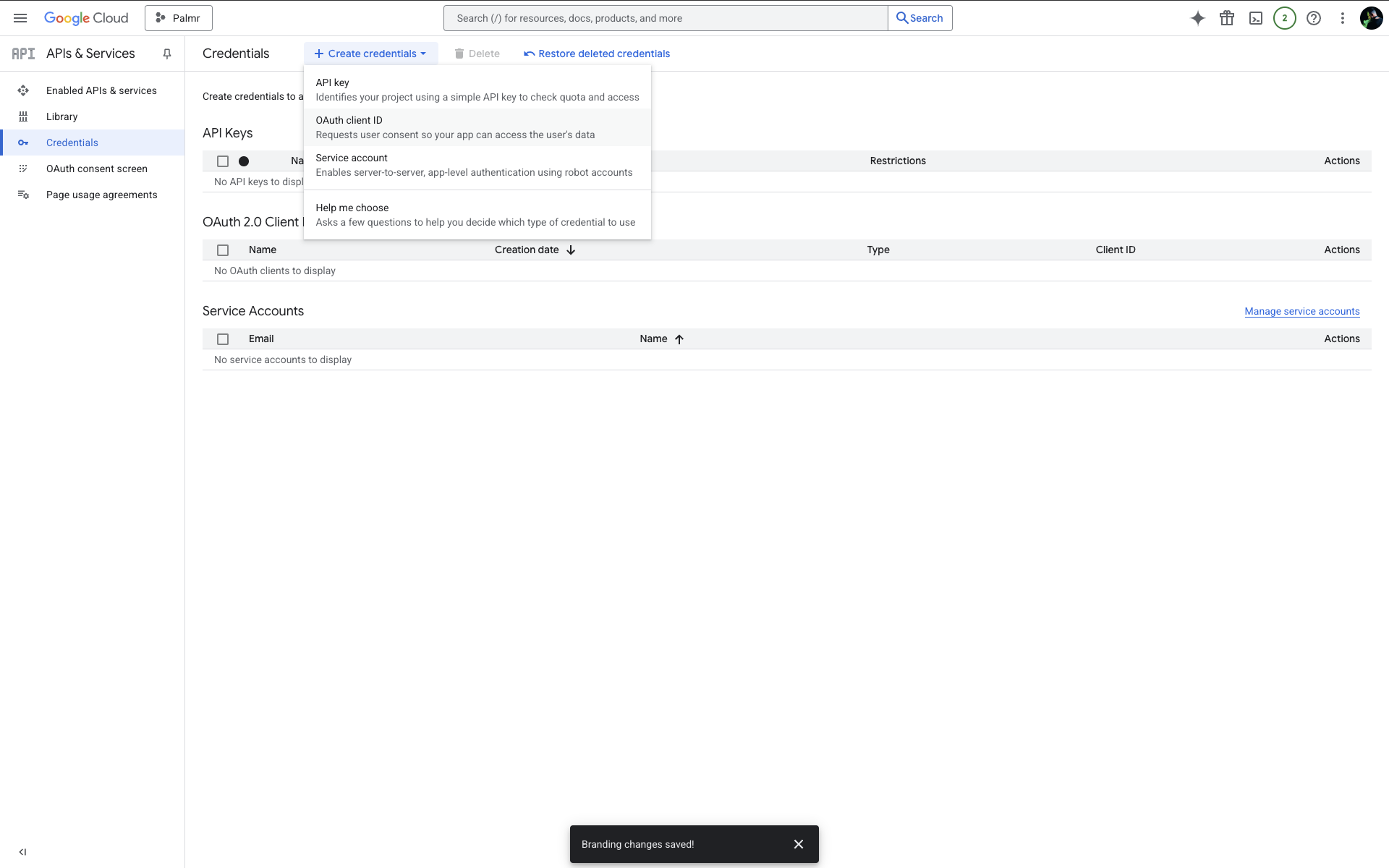 Google Cloud Console Create OAuth Client ID