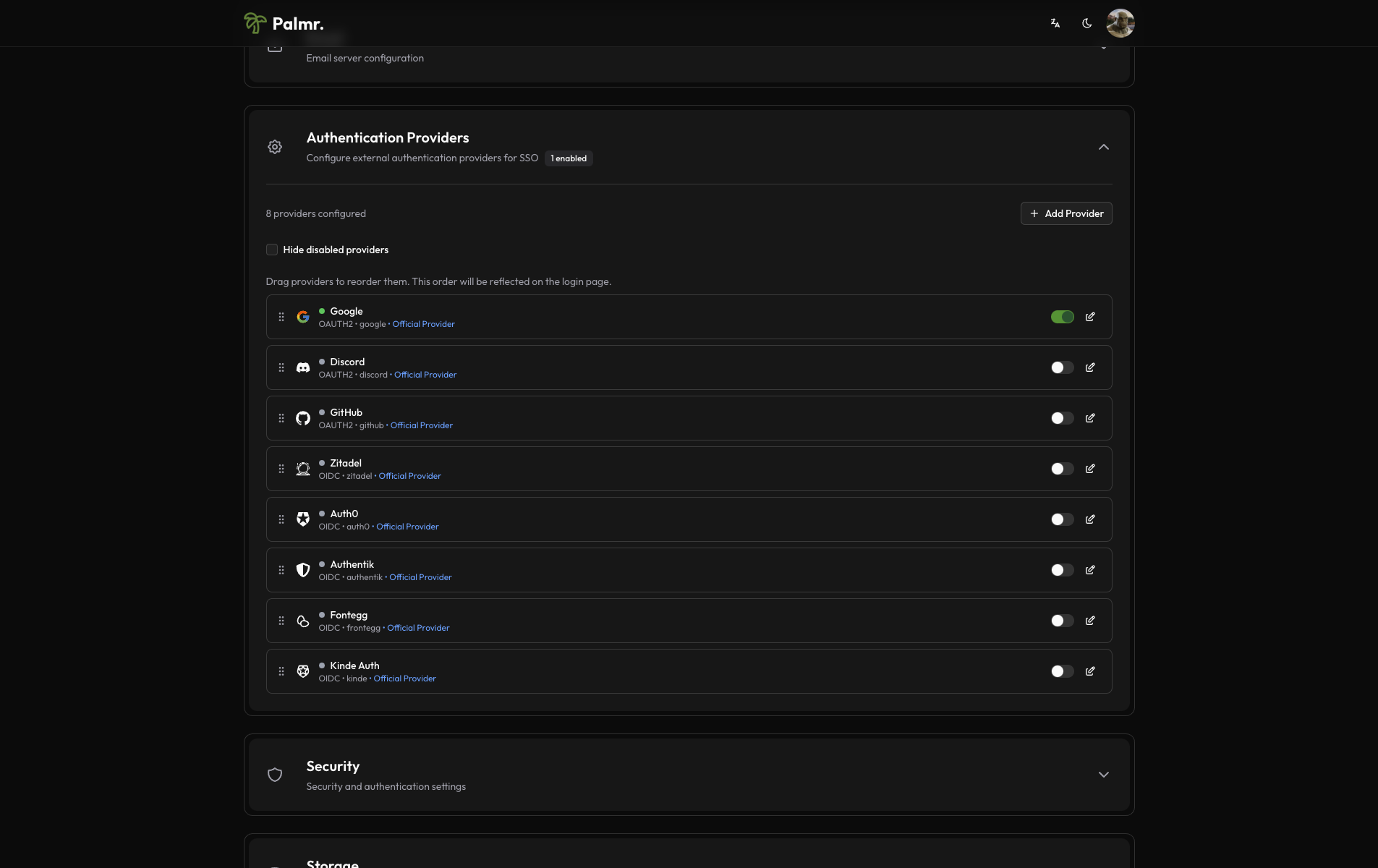 Palmr Authentication Providers