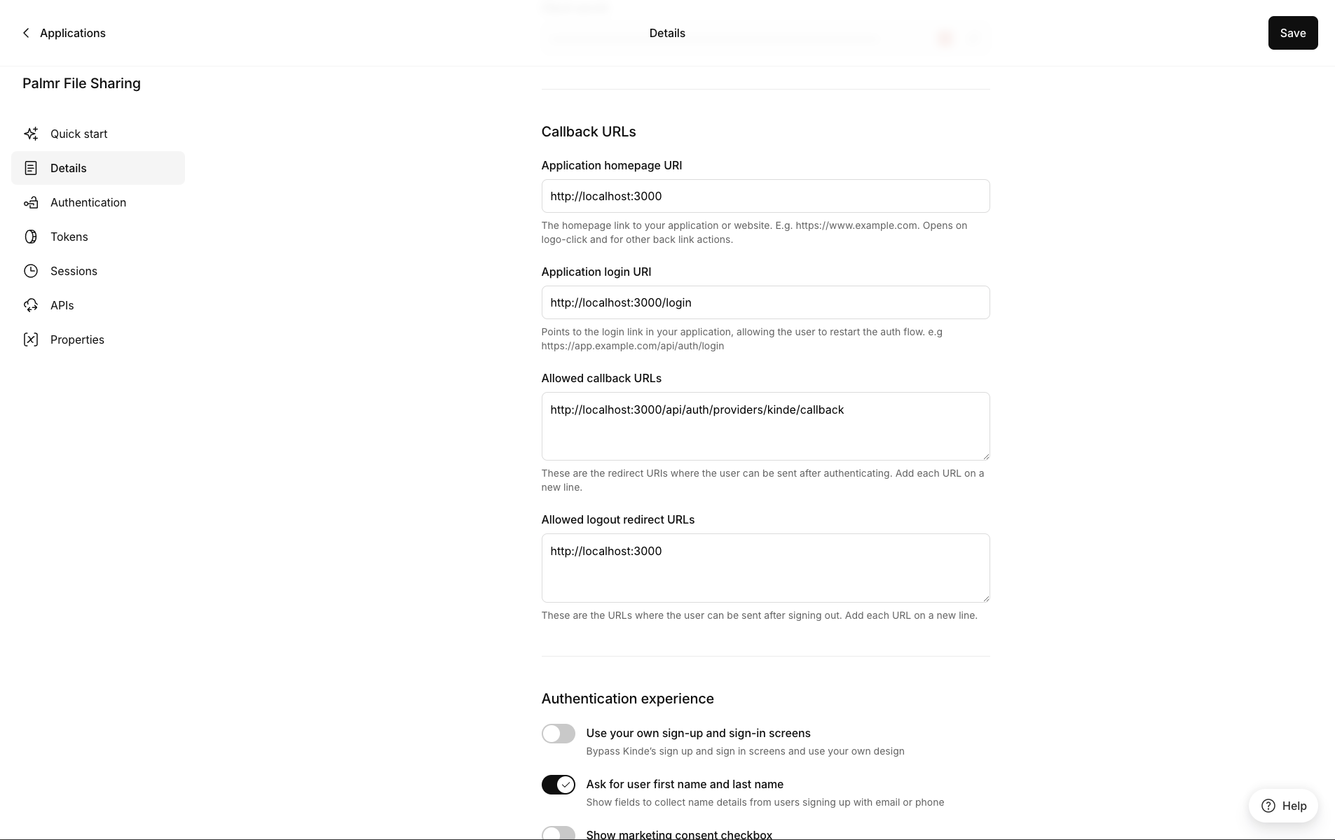 Kinde Application URLs Configuration