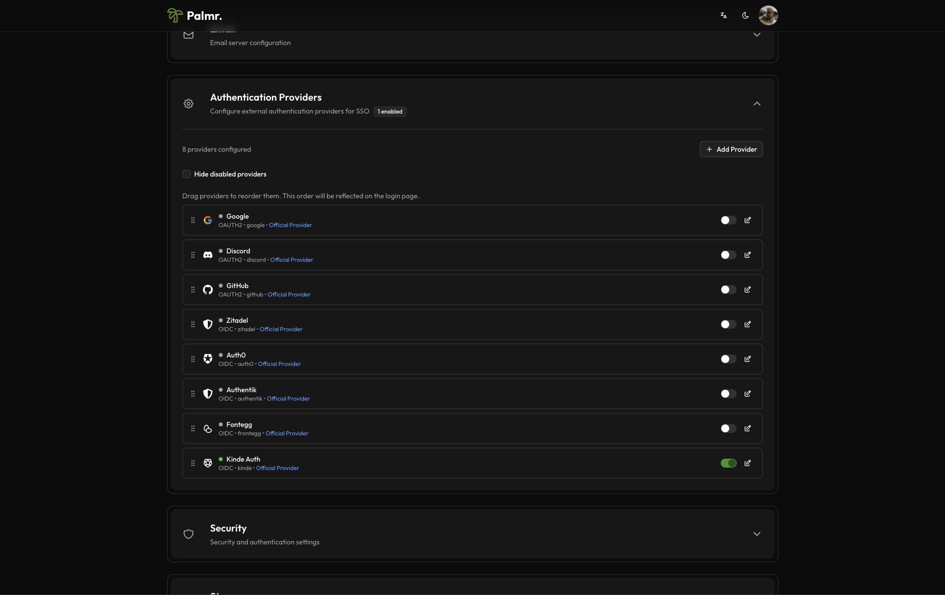 Palmr Kinde Auth Provider Enabled