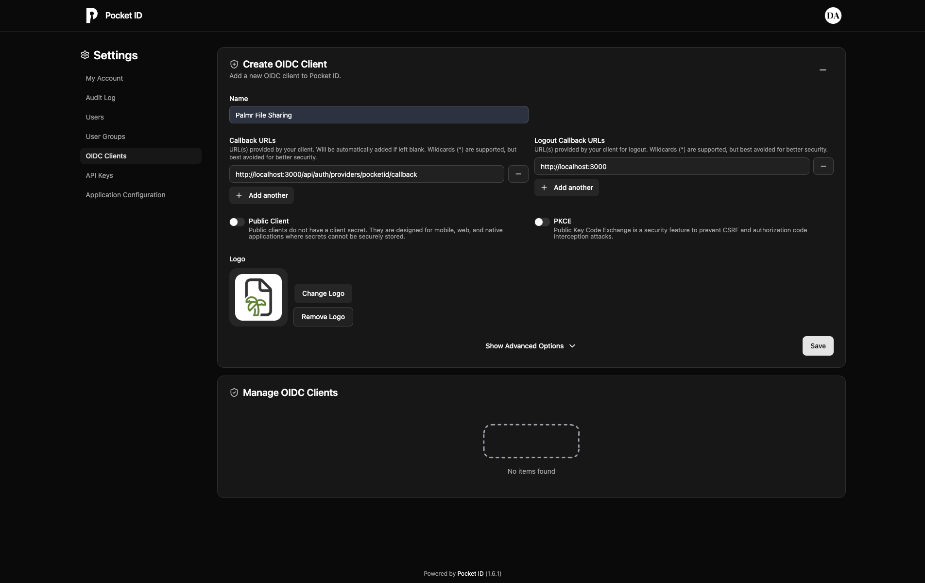 Pocket ID Application URLs Configuration