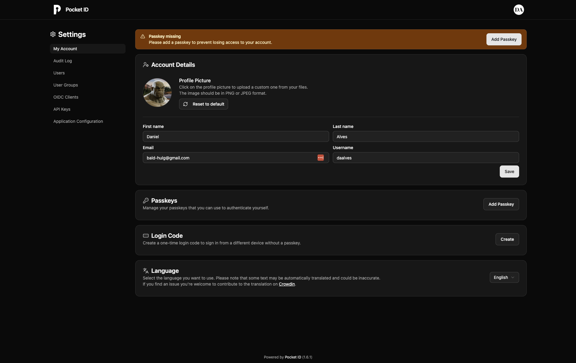 Pocket ID Console