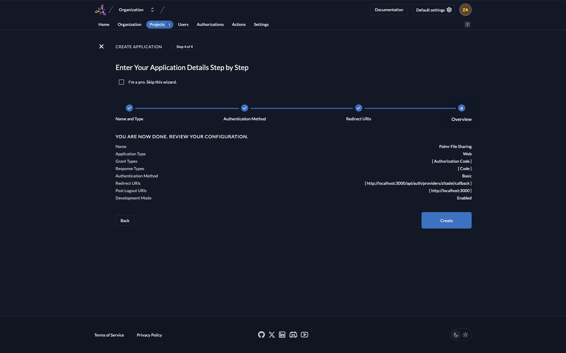 Zitadel Application Summary