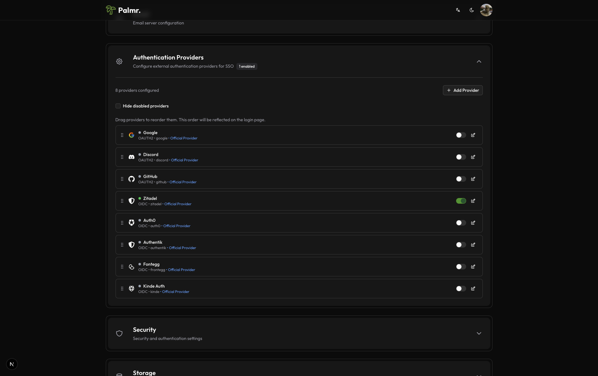 Palmr Zitadel Provider Enabled