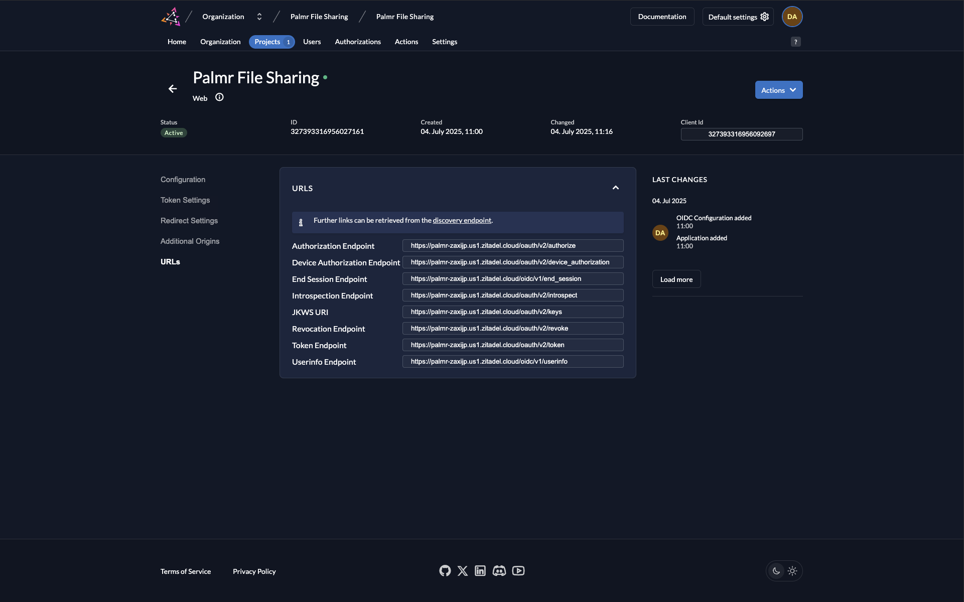 Zitadel Instance URL