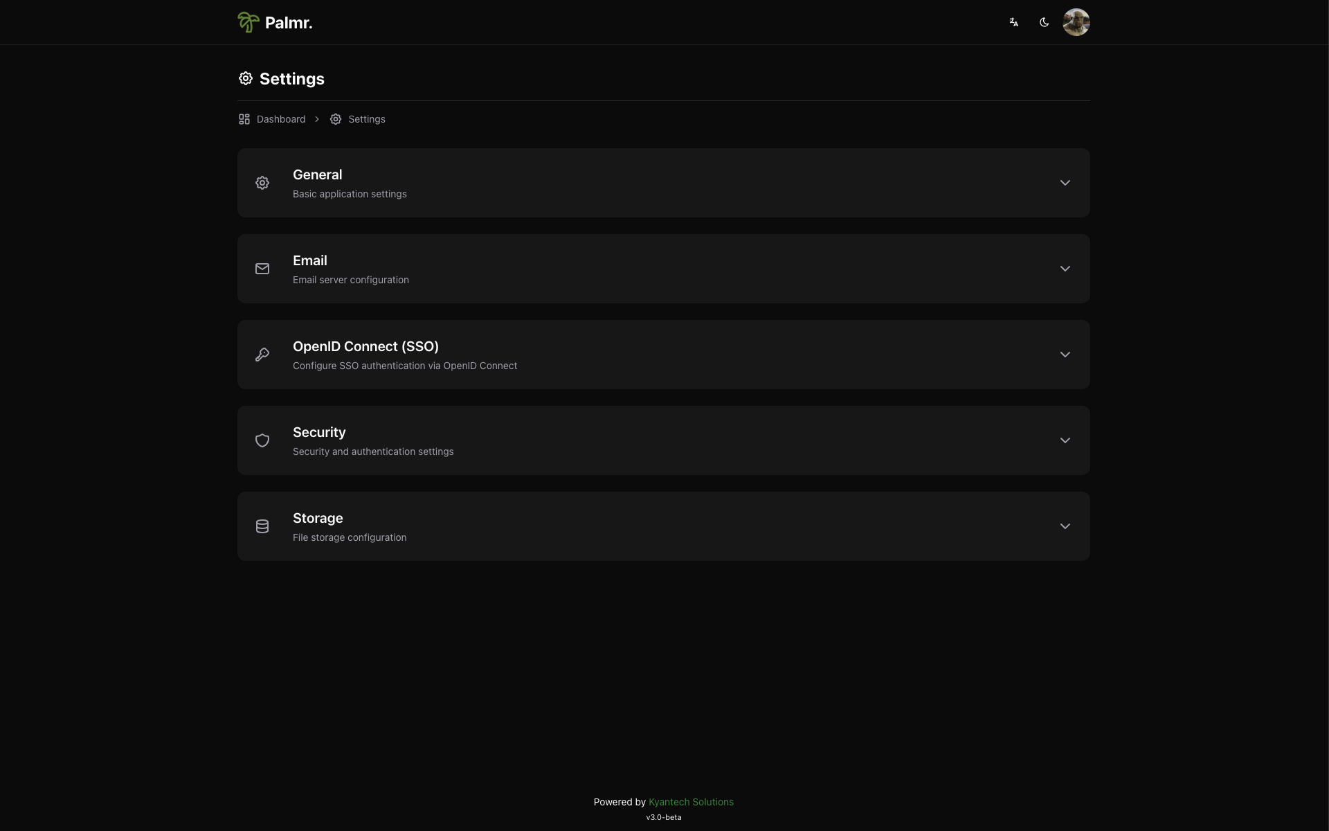 System Settings - Administrative configuration interface